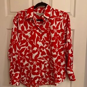 Loft Red ivory silk look shirt